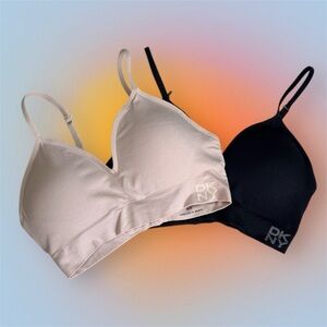 NWOT DKNY Soft Wireless Bralettes in Blush Pink and Black sz M